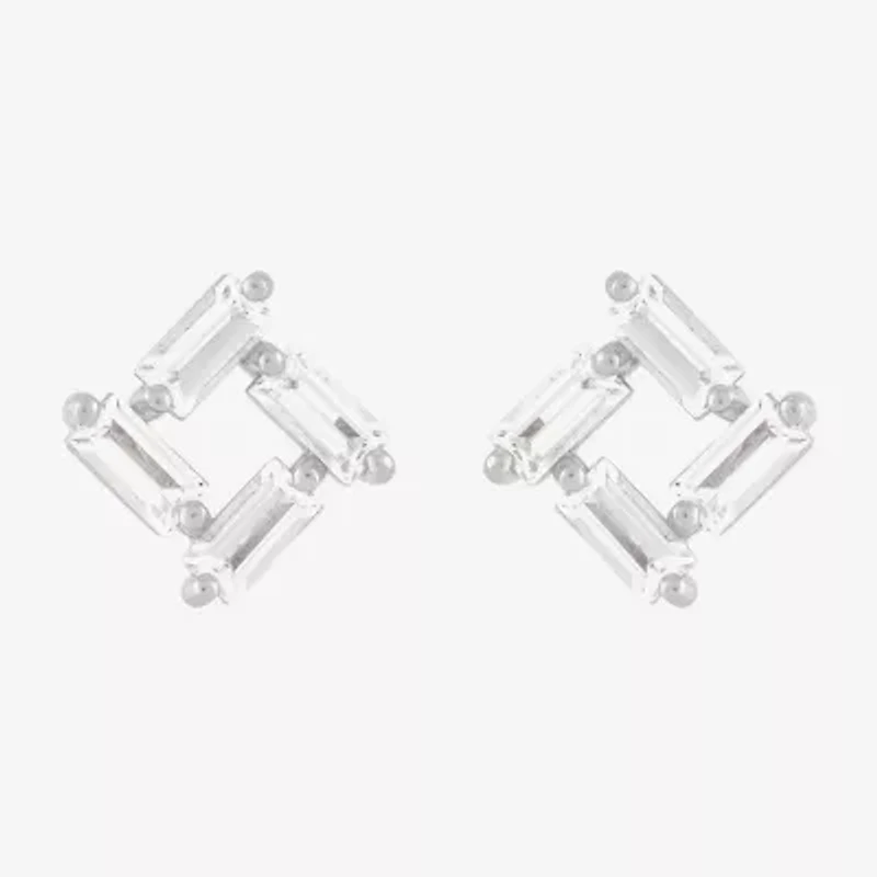 Limited Quantities! Lab Created White Sapphire Sterling Silver 9.4mm Square Stud Earrings