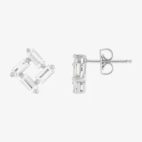 Limited Quantities! Lab Created White Sapphire Sterling Silver 9.4mm Square Stud Earrings