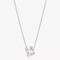 Limited Quantities! Womens Lab Created White Sapphire Sterling Silver Square 18 Inch Pendant Necklace
