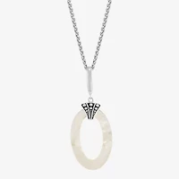 Limited Quantities! Womens Genuine White Mother Of Pearl Sterling Silver Oval 18 Inch Pendant Necklace