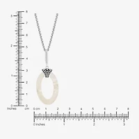 Limited Quantities! Womens Genuine White Mother Of Pearl Sterling Silver Oval 18 Inch Pendant Necklace