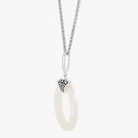 Limited Quantities! Womens Genuine White Mother Of Pearl Sterling Silver Oval 18 Inch Pendant Necklace