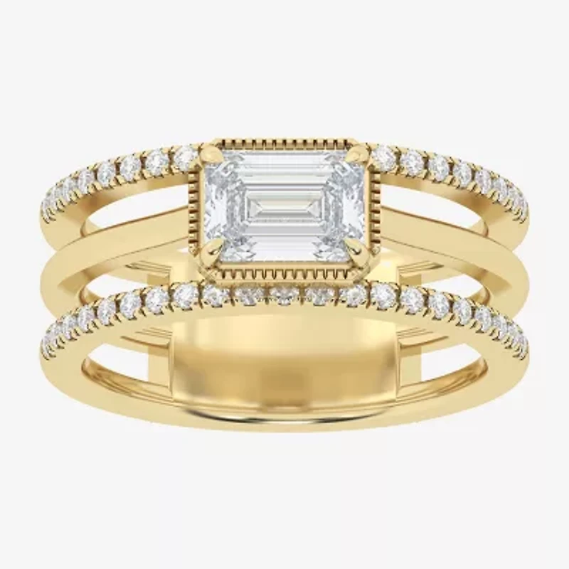 Si2 / G) Womens 1 1/2 CT. T.W. Lab Grown White Diamond 10K Gold Cocktail Ring