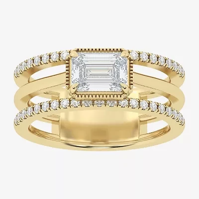 Si2 / G) Womens 1 1/2 CT. T.W. Lab Grown White Diamond 10K Gold Cocktail Ring