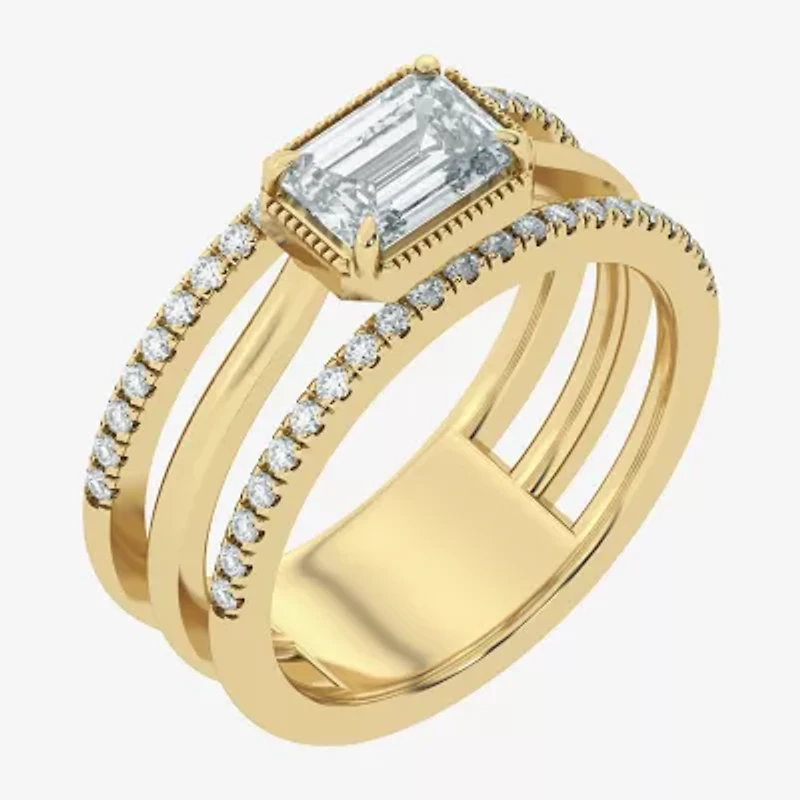 Si2 / G) Womens 1 1/2 CT. T.W. Lab Grown White Diamond 10K Gold Cocktail Ring