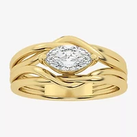 (Si2 / G) Womens 3/4 CT. Lab Grown White Diamond 10K Gold Marquise Cocktail Ring