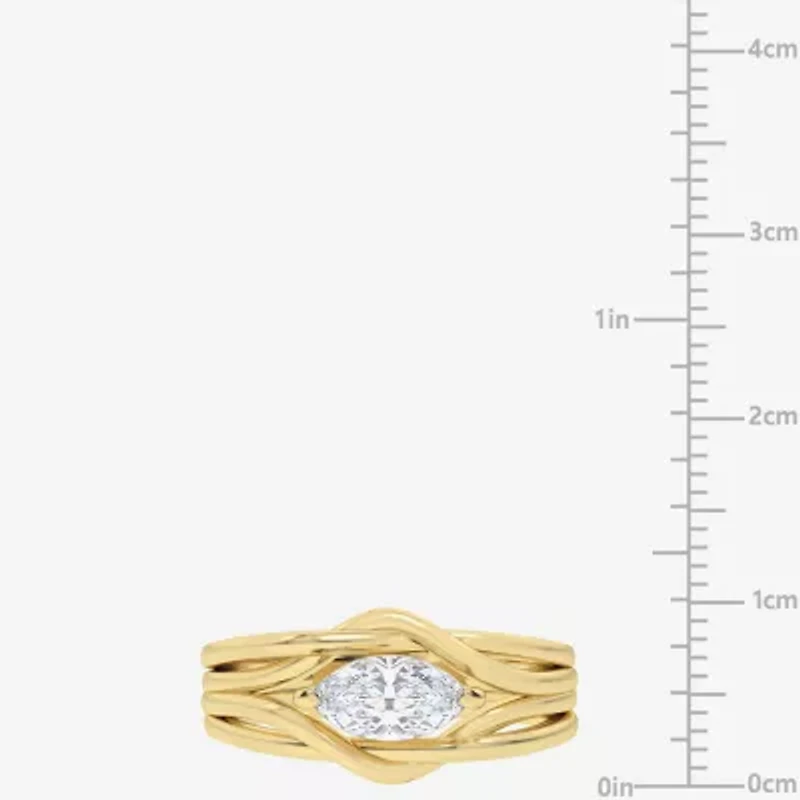 (Si2 / G) Womens 3/4 CT. Lab Grown White Diamond 10K Gold Marquise Cocktail Ring