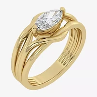 (Si2 / G) Womens 3/4 CT. Lab Grown White Diamond 10K Gold Marquise Cocktail Ring