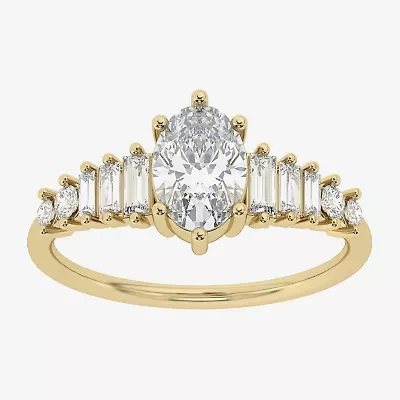 (Si2 / G) Womens 1 1/3 CT. T.W. Lab Grown White Diamond 10K Gold Oval Cocktail Ring