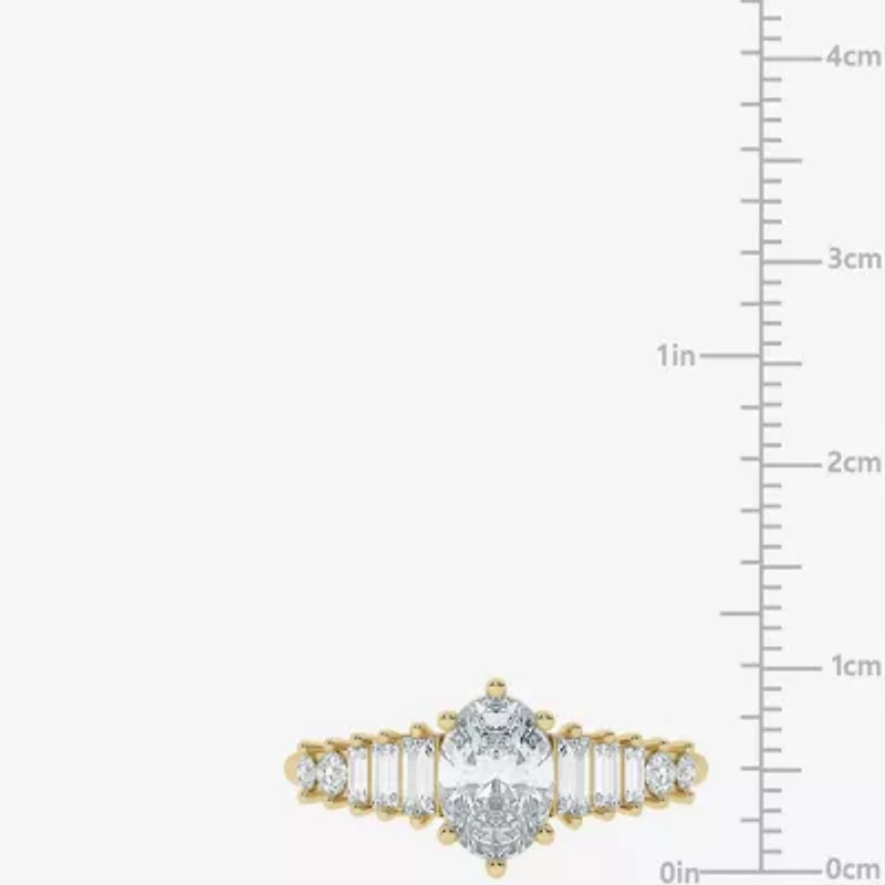 (Si2 / G) Womens 1 1/3 CT. T.W. Lab Grown White Diamond 10K Gold Oval Cocktail Ring