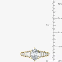 (Si2 / G) Womens 1 1/3 CT. T.W. Lab Grown White Diamond 10K Gold Oval Cocktail Ring