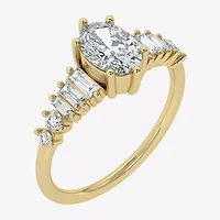 (Si2 / G) Womens 1 1/3 CT. T.W. Lab Grown White Diamond 10K Gold Oval Cocktail Ring
