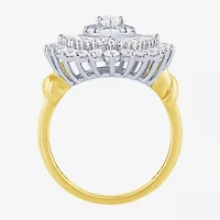 (Si2 / G) Womens 2 1/2 CT. T.W. Lab Grown White Diamond 10K Gold Oval Marquise Cluster Cocktail Ring