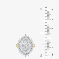 (Si2 / G) Womens 2 1/2 CT. T.W. Lab Grown White Diamond 10K Gold Oval Marquise Cluster Cocktail Ring