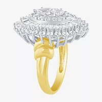 (Si2 / G) Womens 2 1/2 CT. T.W. Lab Grown White Diamond 10K Gold Oval Marquise Cluster Cocktail Ring