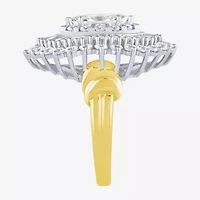 (Si2 / G) Womens 2 1/2 CT. T.W. Lab Grown White Diamond 10K Gold Oval Marquise Cluster Cocktail Ring