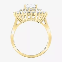 (Si2 / G) Womens 3 1/2 CT. T.W Lab Grown White Diamond 10K Gold Oval Sunburst Cluster Cocktail Ring
