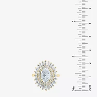 (Si2 / G) Womens 3 1/2 CT. T.W Lab Grown White Diamond 10K Gold Oval Sunburst Cluster Cocktail Ring