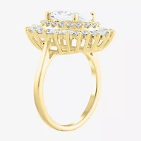 (Si2 / G) Womens 3 1/2 CT. T.W Lab Grown White Diamond 10K Gold Oval Sunburst Cluster Cocktail Ring