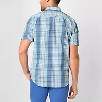 St. John's Bay Performance Mens Short Sleeve Classic Fit Stretch Fabric Button-Down Shirt