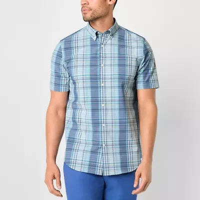 St. John's Bay Performance Mens Short Sleeve Classic Fit Stretch Fabric Button-Down Shirt