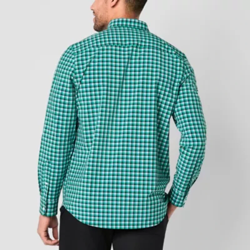 St. John's Bay Performance Mens Long Sleeve Classic Fit Stretch Fabric Button-Down Shirt