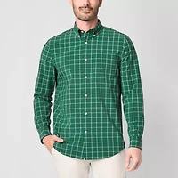 St. John's Bay Performance Mens Long Sleeve Cuffed Classic Fit Stretch Fabric Button-Down Shirt