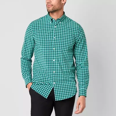 St. John's Bay Performance Mens Long Sleeve Classic Fit Stretch Fabric Button-Down Shirt
