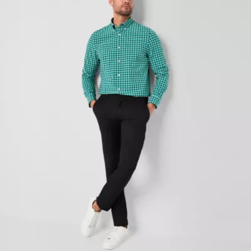 St. John's Bay Performance Mens Long Sleeve Classic Fit Stretch Fabric Button-Down Shirt