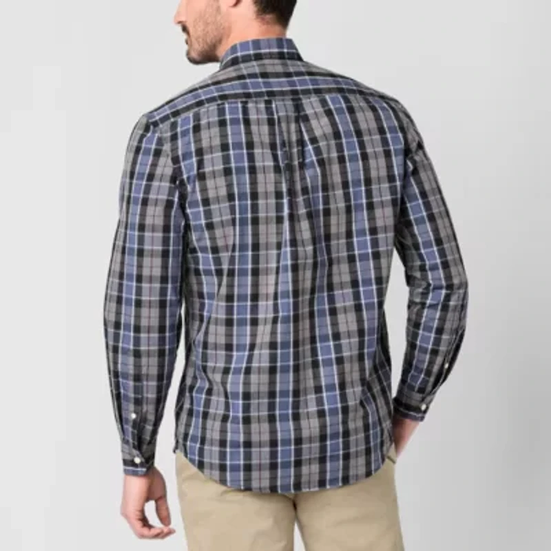 U.S. Polo Assn. Poplin Heather Mens Long Sleeve Classic Fit Embroidered Button-Down Shirt