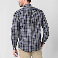 U.S. Polo Assn. Poplin Heather Mens Long Sleeve Classic Fit Embroidered Button-Down Shirt