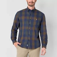 U.S. Polo Assn. Peached Twill Mens Long Sleeve Classic Fit Stretch Fabric Embroidered Button-Down Shirt