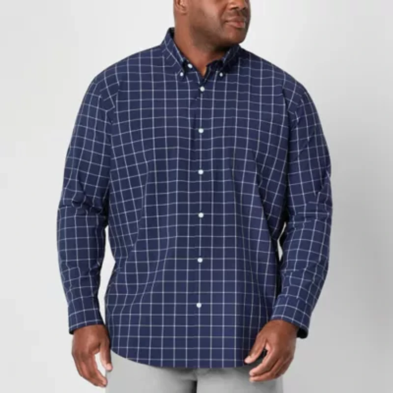 St. John's Bay Performance Mens Long Sleeve Classic Fit Big and Tall Button-Down Shirt