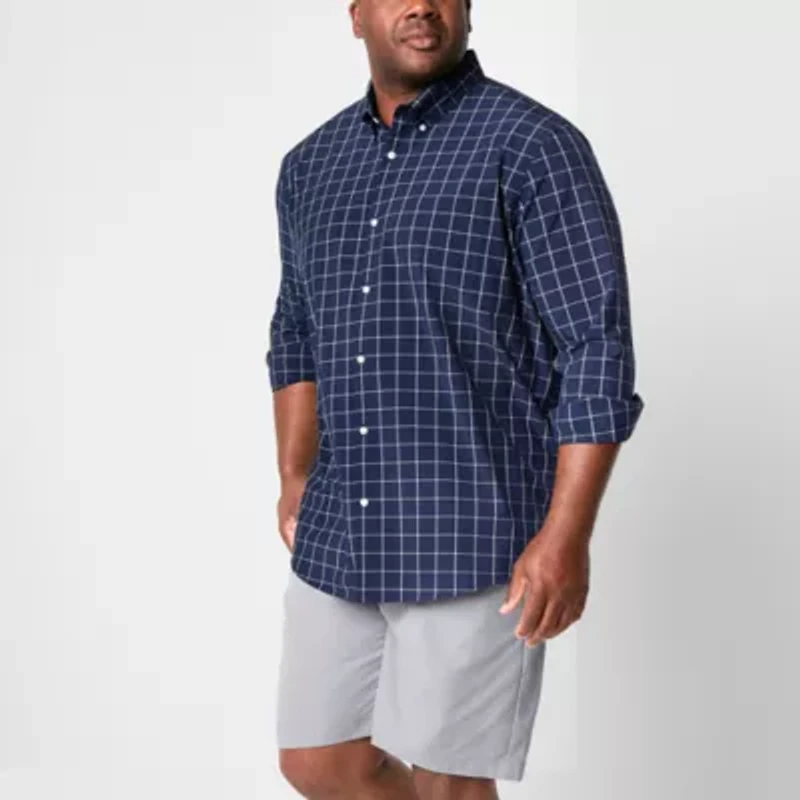 St. John's Bay Performance Mens Long Sleeve Classic Fit Big and Tall Button-Down Shirt