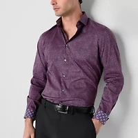 J. Ferrar Ultra Comfort Mens Long Sleeve Slim Fit Stretch Fabric Wrinkle Free Button-Down Shirt