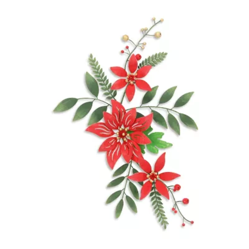 Cheungs Poinsettia Flowers Metal Wall Art