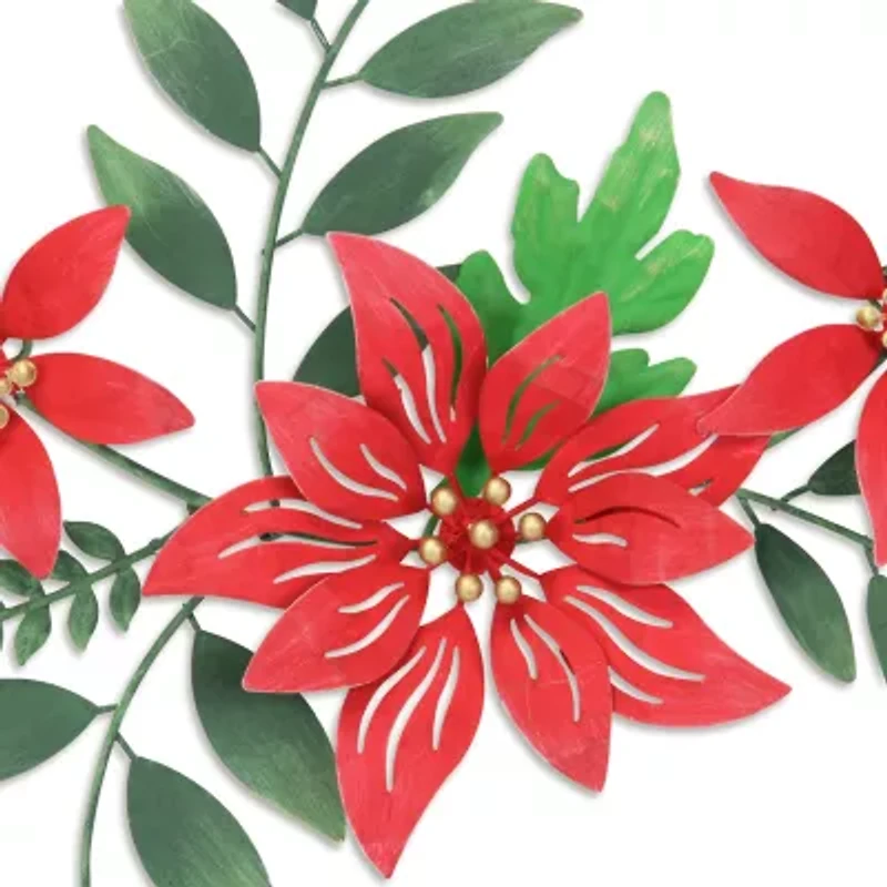 Cheungs Poinsettia Flowers Metal Wall Art