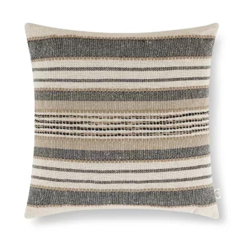 Indigo Road by Egypt Sherrod Azzo Multi-Weave Stripe 100% Cotton Square Throw Pillow