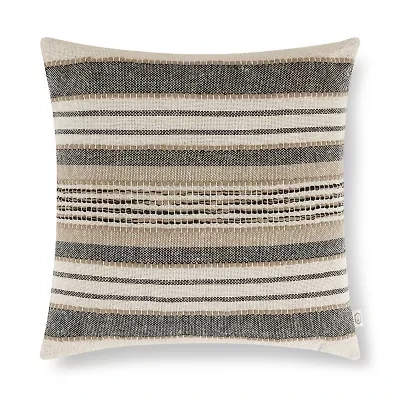 Indigo Road by Egypt Sherrod Azzo Multi-Weave Stripe 100% Cotton Square Throw Pillow