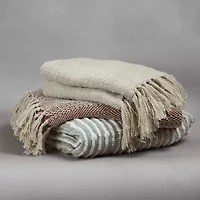 Indigo Road by Egypt Sherrod Olema Loose Weave Tasseled Linen Blend Midweight Throw
