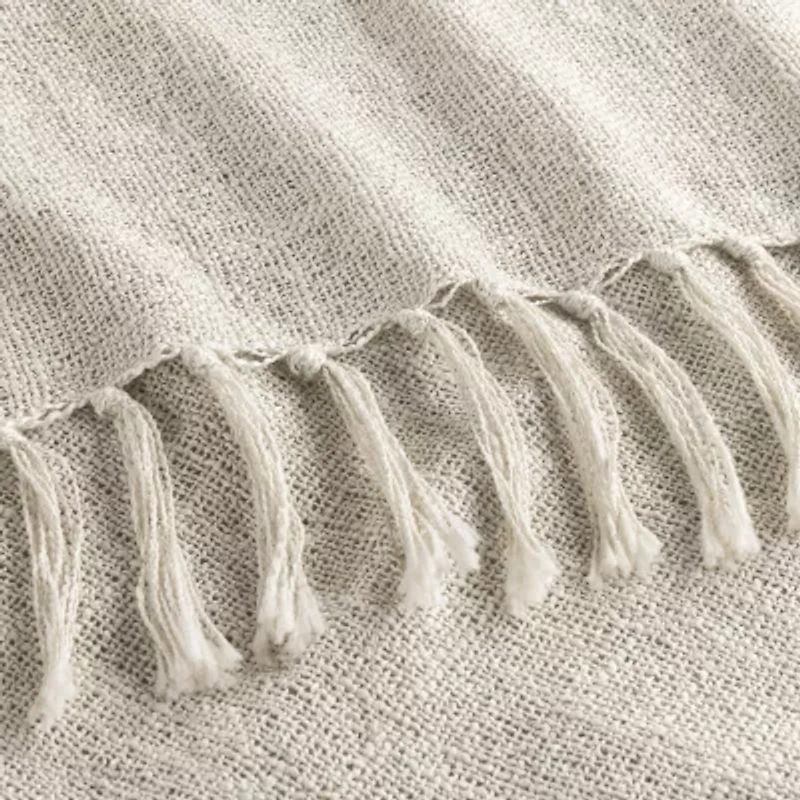 Indigo Road by Egypt Sherrod Olema Loose Weave Tasseled Linen Blend Midweight Throw