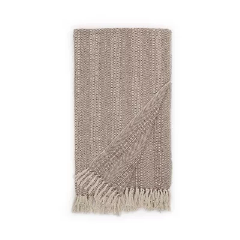Indigo Road by Egypt Sherrod Anella Chevron Stripe Tasseled Cotton Rich Midweight Throw