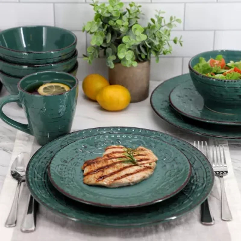 Elama Malibu Sea Glass 16 Piece Dg 16-pc. Stoneware Dinnerware Set