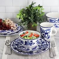 Elama Cattleya 16 Piece 16-pc. Porcelain Dinnerware Set