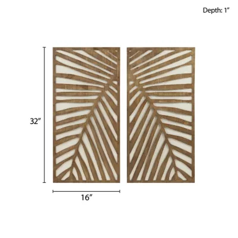 Madison Park Birch Palms Two-Tone Wood Panel 2-pc. Wall Art Set