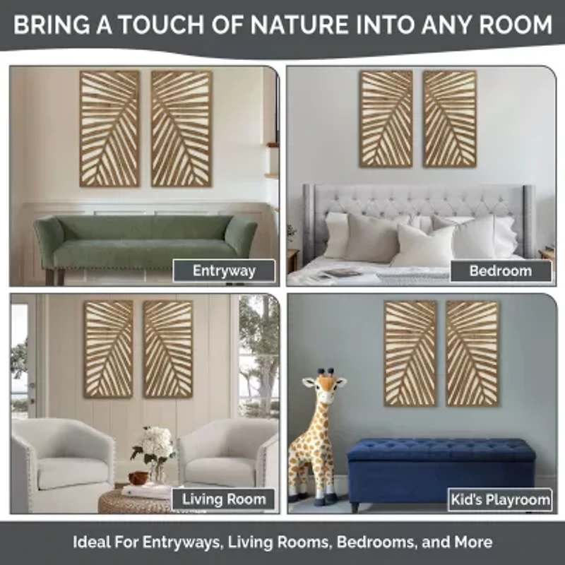 Madison Park Birch Palms Two-Tone Wood Panel 2-pc. Wall Art Set