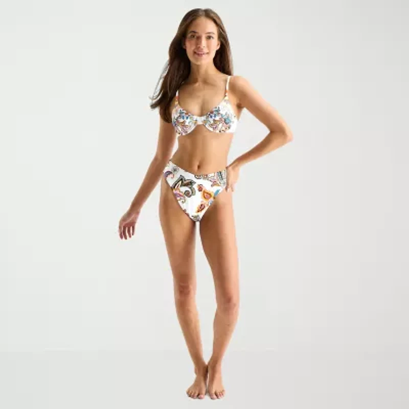 Mynah Womens Adjustable Straps Paisley Bralette Bikini Swimsuit Top