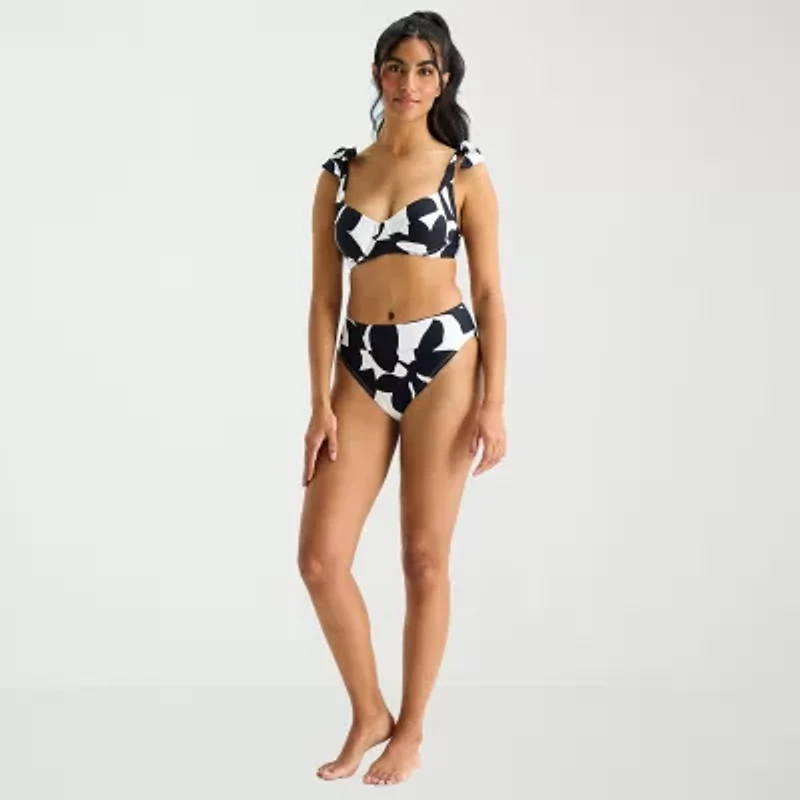 Mynah Womens Lined Floral High Waist Bikini Swimsuit Bottom