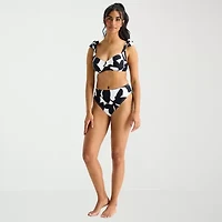 Mynah Womens Lined Floral High Waist Bikini Swimsuit Bottom