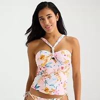 Mynah Womens Lined Floral Tankini Swimsuit Top